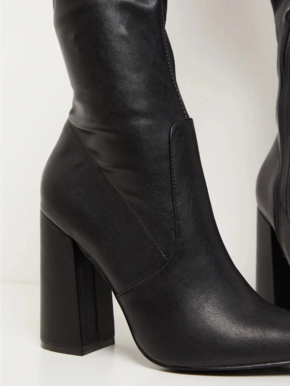 Black Over-the-Knee Block Heel Boots